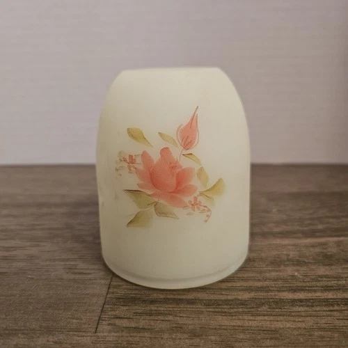 Vintage Fenton Burmese Uranium Glass Fairy Lamp Light Top Handpainted & Signed