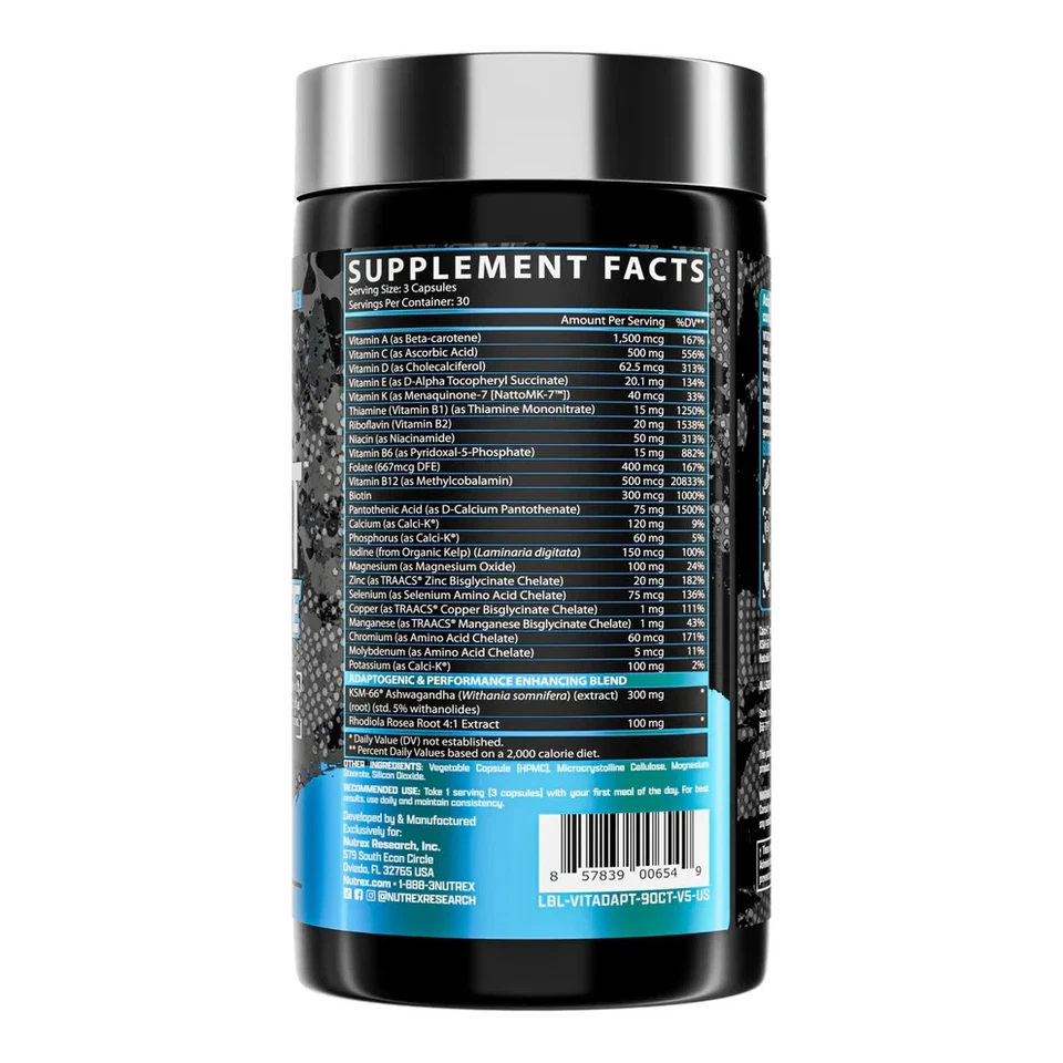 Nutrex Research Vitadapt Complete Sports Multivitamin Men, 24 Vitamins - 90 ct - Image 3 of 4