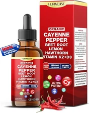 Organic Cayenne Pepper, Beet Root, Lemon, Hawthorn, Vitamin K2+D3 Liquid Drops ?