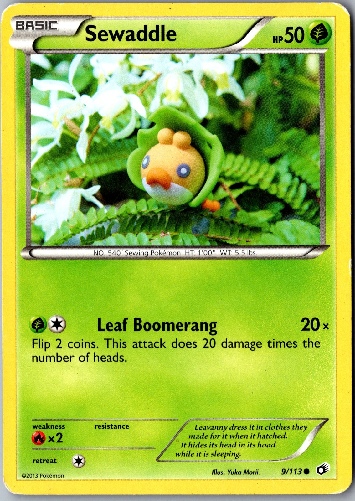 Sewaddle 9/113 Common Legendary Treasures Lightly Played Pokemon Card TCG Single