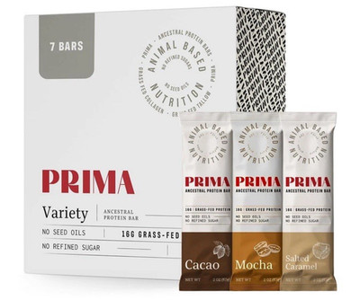 PRIMA ANCESTRAL PROTEIN BAR Grass Fed Protein Bars, 7 Pack  Animal-Based Protein