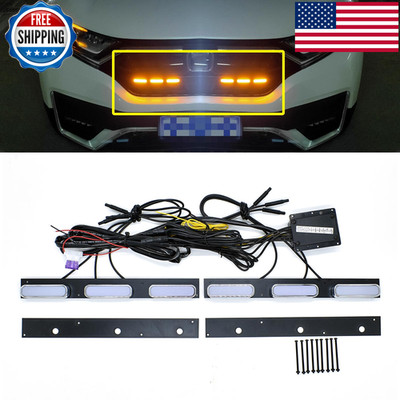 Ecahayaku Front Bumper Led Fog Lamp Grille Amber Turn Signal Light Compatible