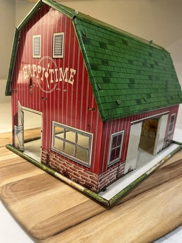 Vintage Marx Happi Time Tin Litho Toy Barn Red Metal 2 Story Farmhouse 50s