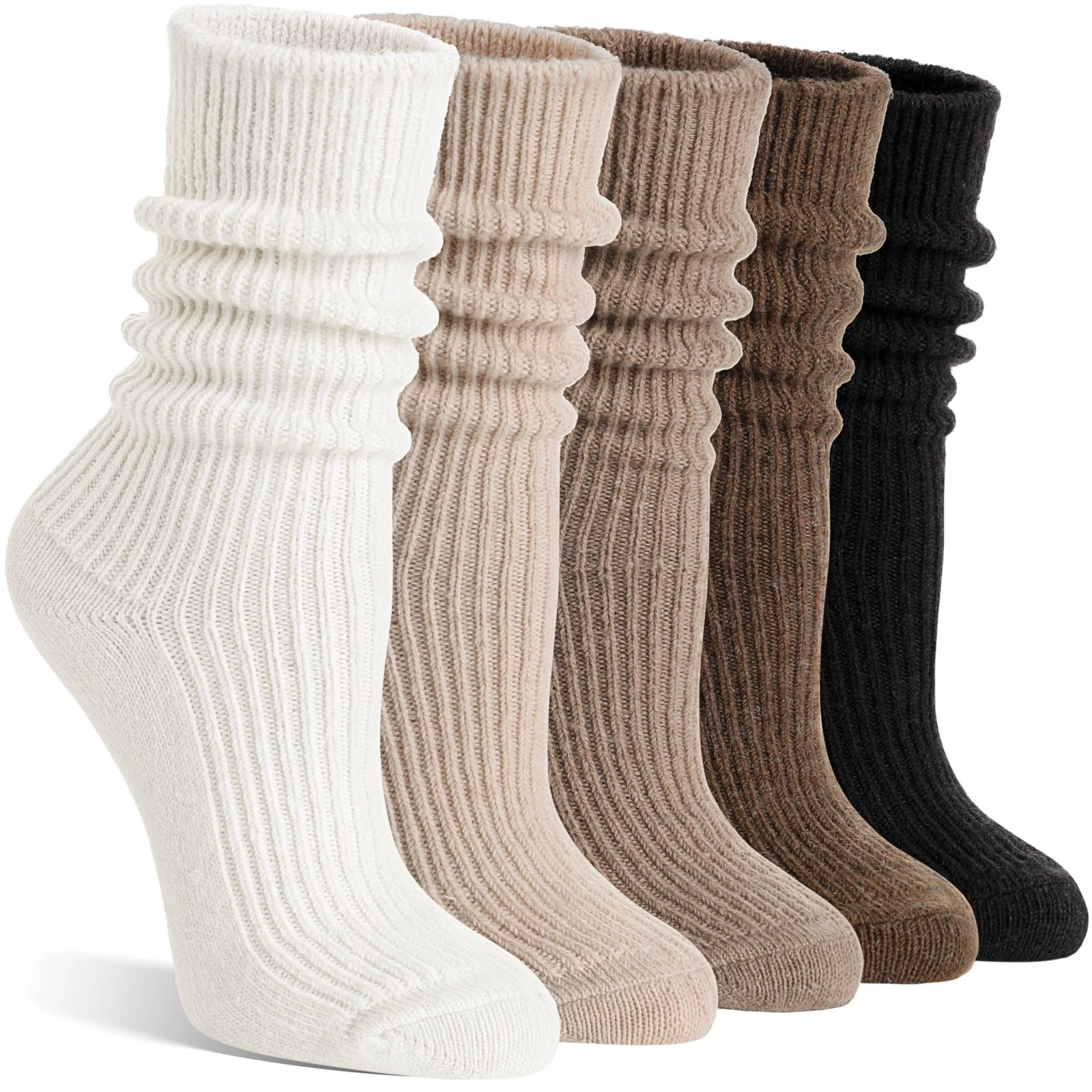 5 Pairs Womens Merino Wool Slouch Boot Socks Warm Winter Thermal Knit Cozy