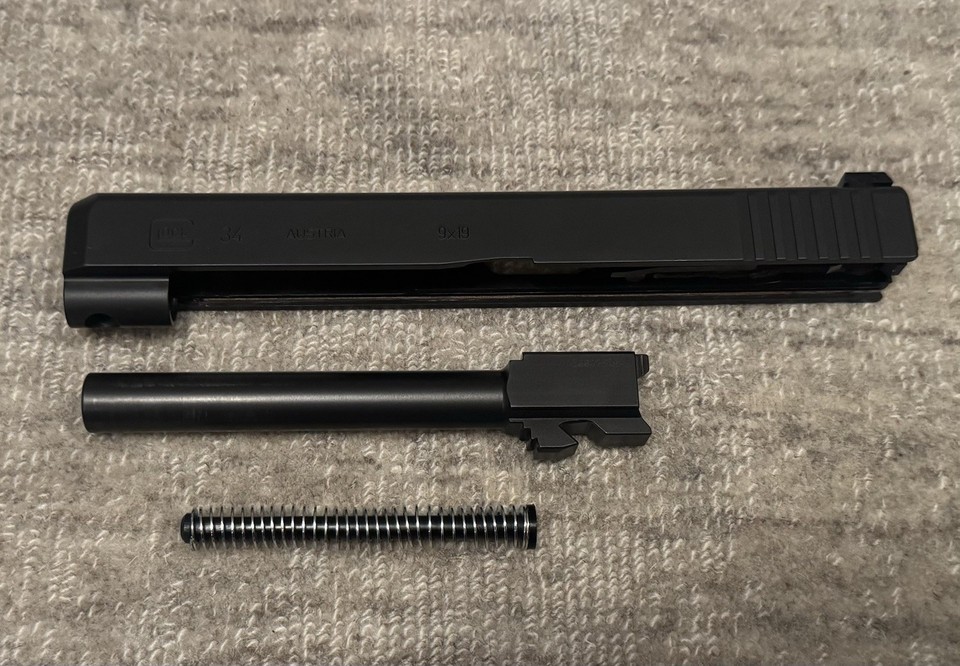 Glock 34 Gen 3 OEM Complete Slide Barrel SS Guide Rod Spring 9mm | eBay