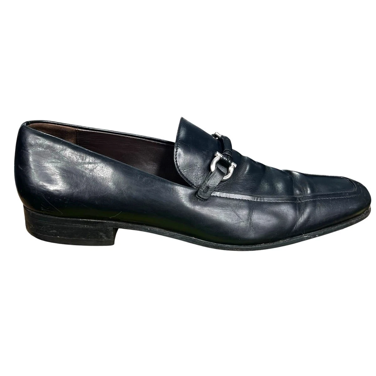 Salvatore Ferragamo Black Leather Dress Shoes Mens ~9 Vintage Italy + Shoe Trees SALVATORE FERRAGAMO ITALIAN LEATHER DRESS WATCHES WING TIP  main image 3