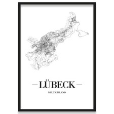 JUNIWORDS Stadtposter, Lübeck, Weiß, Kunstd...
