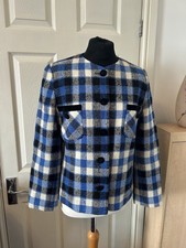 Louis Feraud Wool Jacket Size Uk 14 Check Vintage Smart Preppy Pockets