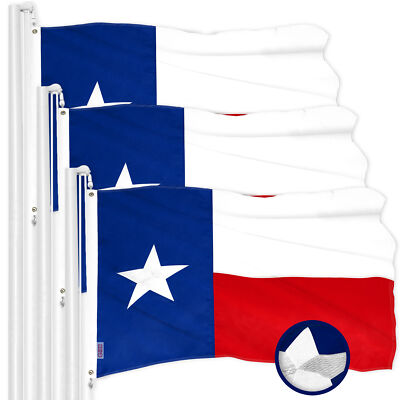 G128 3 Pack: Texas TX State Flag 1x1.5 Ft ToughWeave Embroidered 300D Polyester