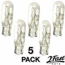 Instrument Bulb 12 Volt 3 Watt Plug in 5 Pack for Honda CX, VF, VT 2fm-44-t6.5-2