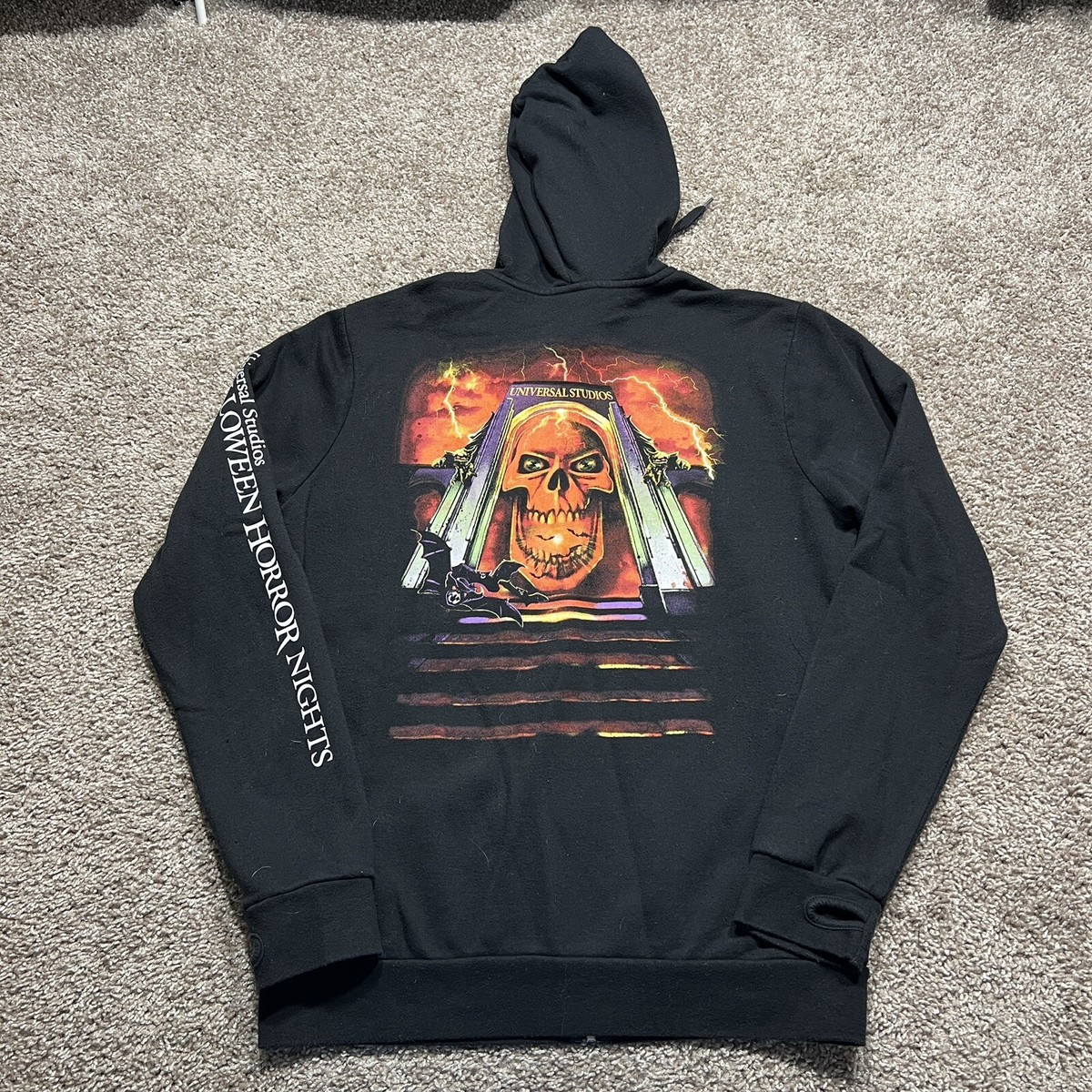 【YOURNUS】Haunted Washing Over Hoodie Universal Studios Halloween Horror Nights 2022 Zip Up Hoodie