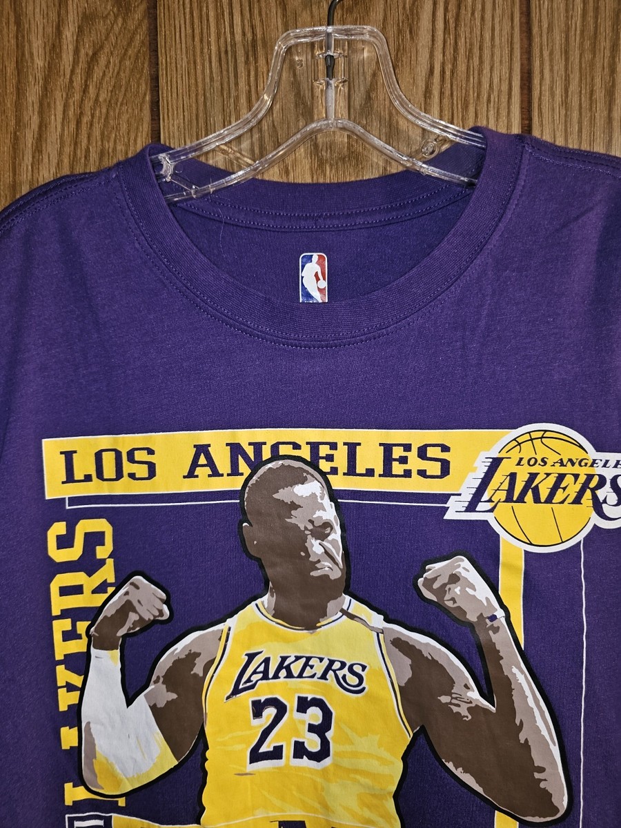 Los Angeles Lakers Lebron James Medium Mens Purple Graphic Logo Tshirt NBA