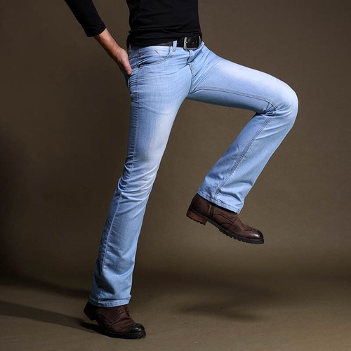 Uomo a Zampa Bootcut Pantaloni Denim 70s Western Cowboy Bell Pantaloni  Jeans | eBay