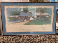 Water Color Print Signed Autographed Jimmy Carter Presidential Center President