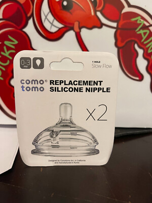 ComoTomo Silicone Replacement Nipple 2-Pack: Slow Flow 0-3 months