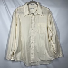 Christian Dior Button Up Shirt Men  s 17.5 34-35 Cream LS USA Preppy Cotton Blend