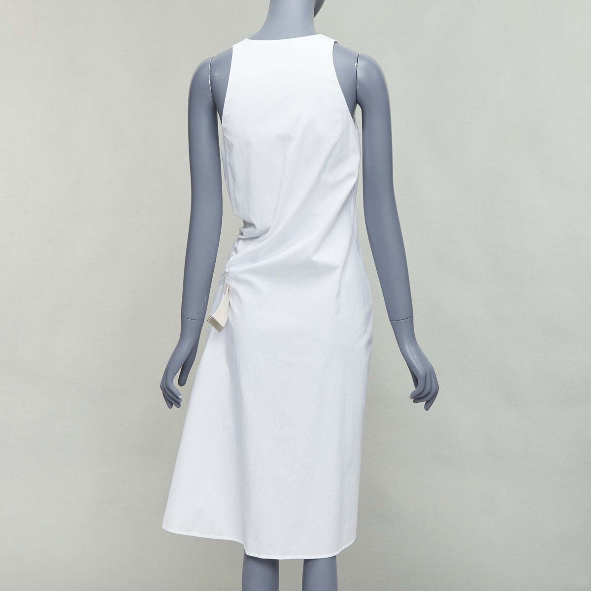 ACNE STUDIOS 2016 Chen Poplin silver buckle belted white