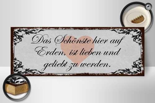 Holzschild Spruch 27x10 cm Schönste auf Erden ist lieben Deko Schild wooden sign - Picture 2 of 5
