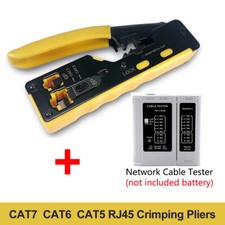 RJ45 RJ11 Pass Through Crimping Tool for Cat7/6A Cat6/5 Ethernet Modular Plugs