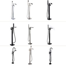 Tub Filler Freestanding Bathtub Faucet Floor Mounted Bathroom with Hand Shower