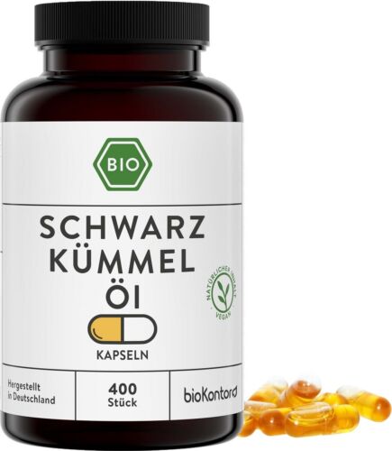 Schwarzkümmelöl Kapseln BIO 500 mg - nativ kaltgepresst - 400 Stück - bioKontor - Bild 1 von 9