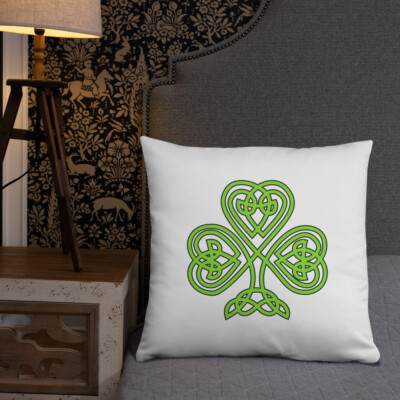Celtic Green Shamrock Irish Home Decor Basic Pillow