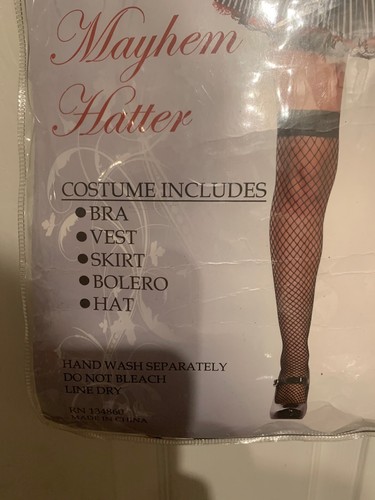 NWOT Starline Sexy Mad Hatter Mayhem Hatter Costume Adult Size Small Black White - Picture 2 of 4