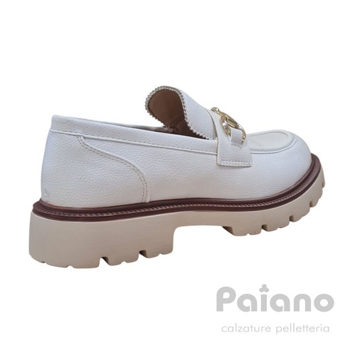 Mocassino 3254 pelle beige fondo gomma - Foto 4 di 5