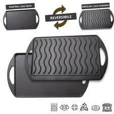 Bistecchiera in Ghisa Smaltata Doppia Superficie Piastra / Griglia Antiaderente