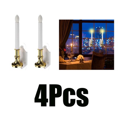 2x Vintage Christmas Flameless Window Solar Candles Lights W 4 Suction Cups Ebay