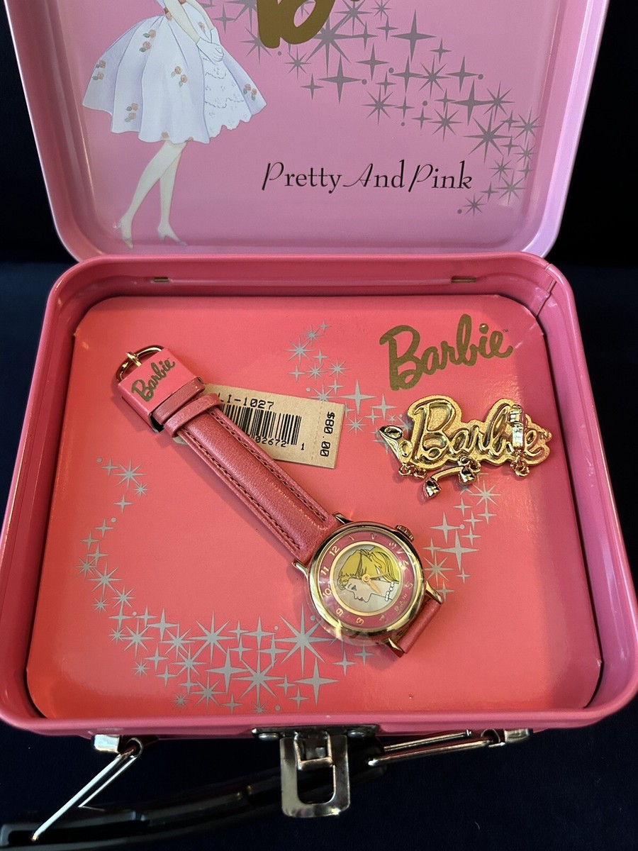 Authentic Fossil Barbie “Pretty & Pink” Watch In tin Box  display picture 3