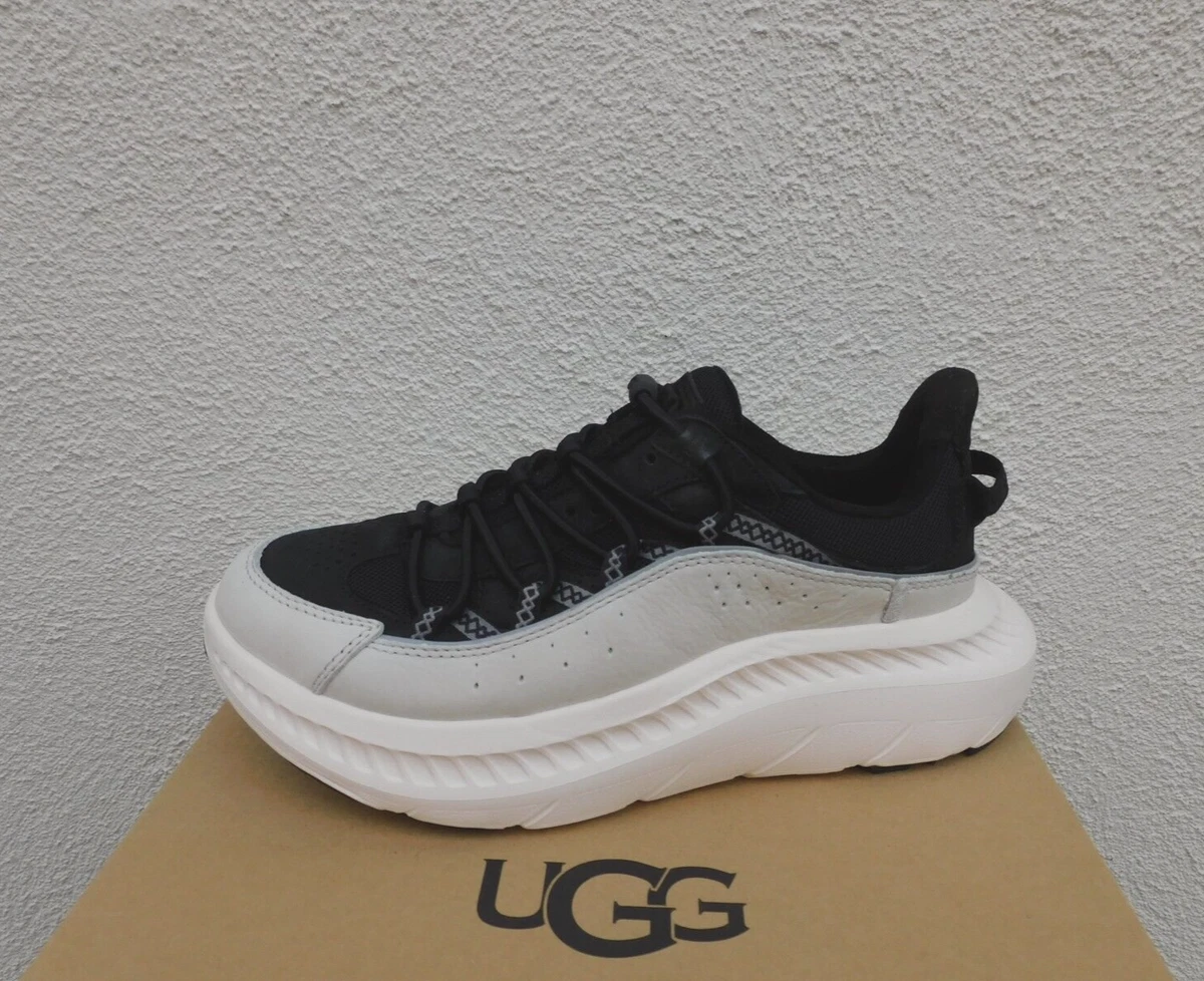 UGG BLACK/ WHITE CA805 V2 REMIX LEATHER SNEAKERS, MEN US 7.5/ EUR