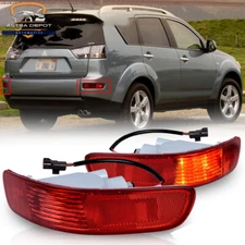 2X Left Right Rear Bumper Reflector Light For Mitsubishi Outlander 07-12 w/ Bulb
