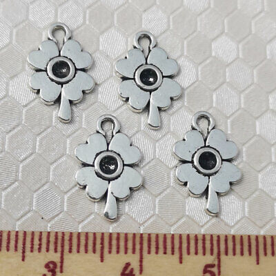 leaf clover charms 15x10mm H-4196 Free Ship 120 pcs Antique silver four