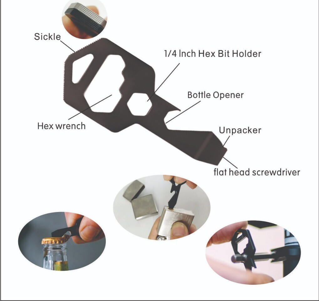 TITANIUM 8 in 1 Keychain Multi Tool - Bottle Opener, Wrench, Screwdriver, File..