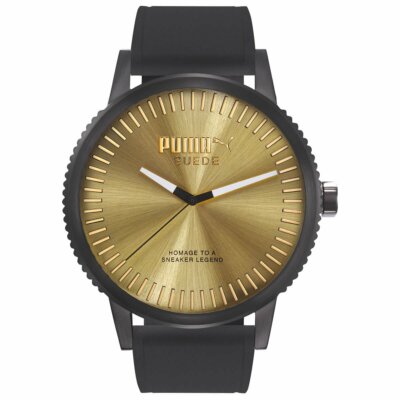 Puma Black Mens Analogue Watch Suede PU104101007