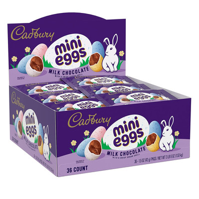 CADBURY MINI EGGS Milk Chocolate, Easter Basket Easter Candy Packs, 1.5 Oz (36 C