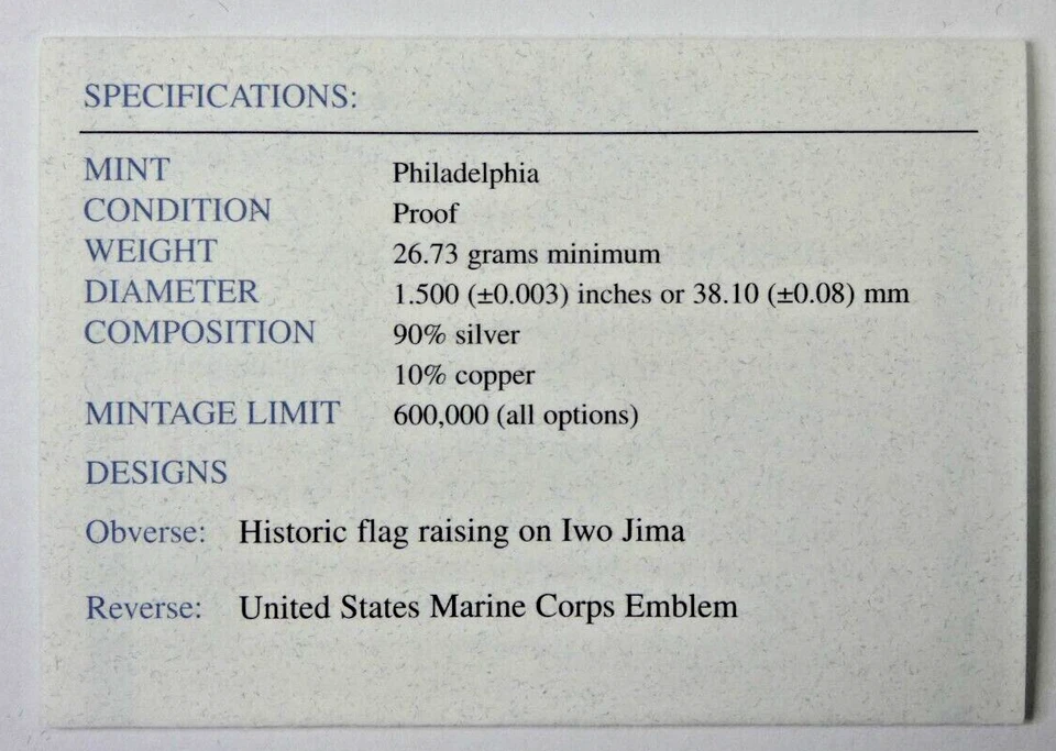 2005 Marine Corps 230th Anniversary Commemorative PROOF Silver Dollar w/ OGP+COA - Image 4 of 4