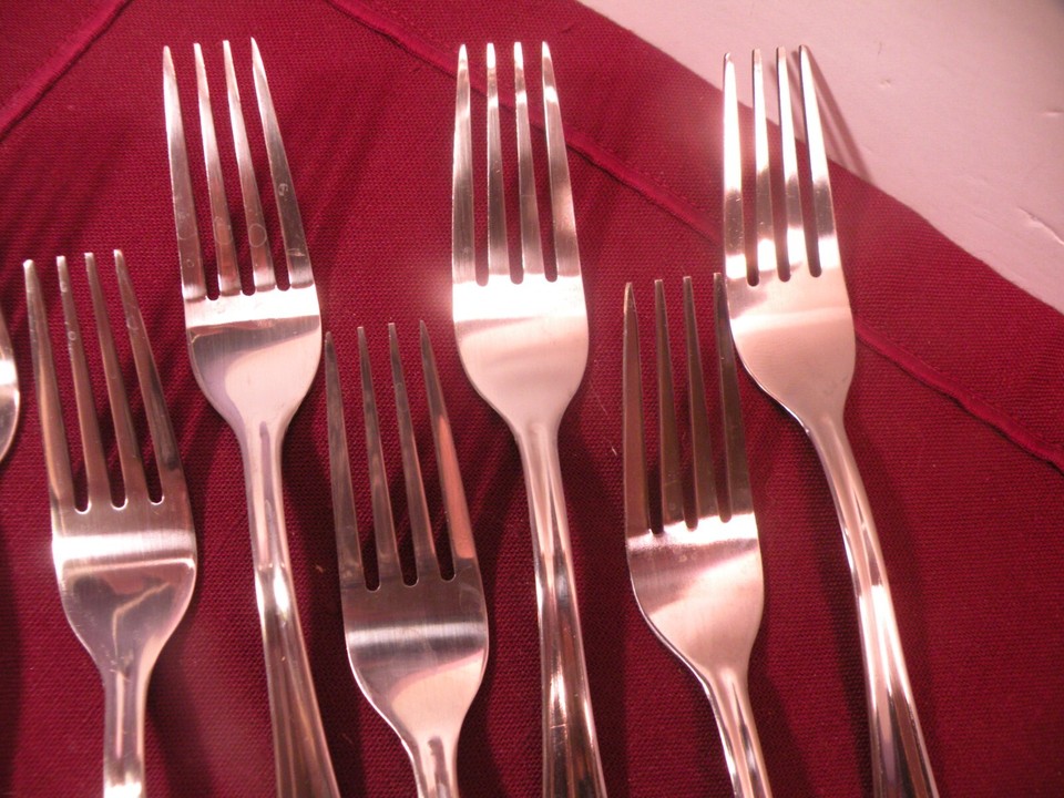 Set Of 7 Hampton Silversmiths Ventura Stainless Steel Salad Forks