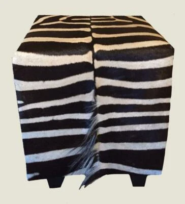 AFRICAN GAME INDUSTRIES, INC Genuine BURCHELL ZEBRA HIDE SKIN OTTOMAN FOOTSTOOL CUBE NEW - 22" x 18" x 18"