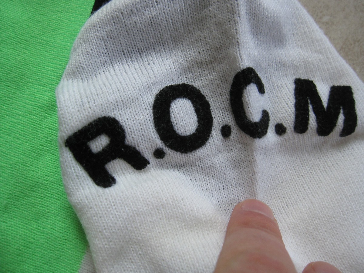 Maillot Cycliste ROCM Vert acidulé vintage Acrylique 70'S Noret jersey - M