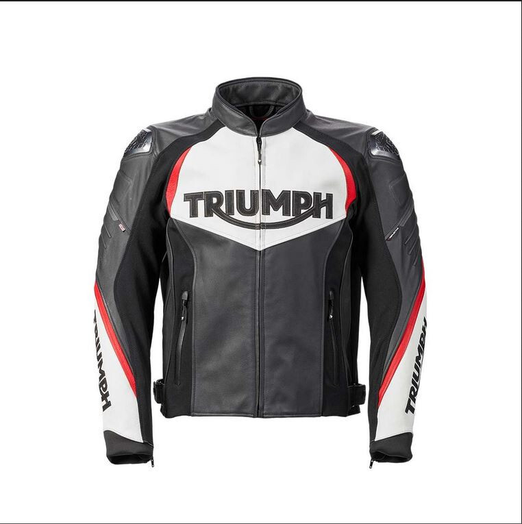Triumph Triple Sport Leather Motorcycle Jacket MLES2202 | eBay