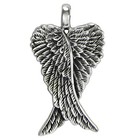 Small Sterling Silver Folded Guardian Angel Wings Feather Pendant Jewelry