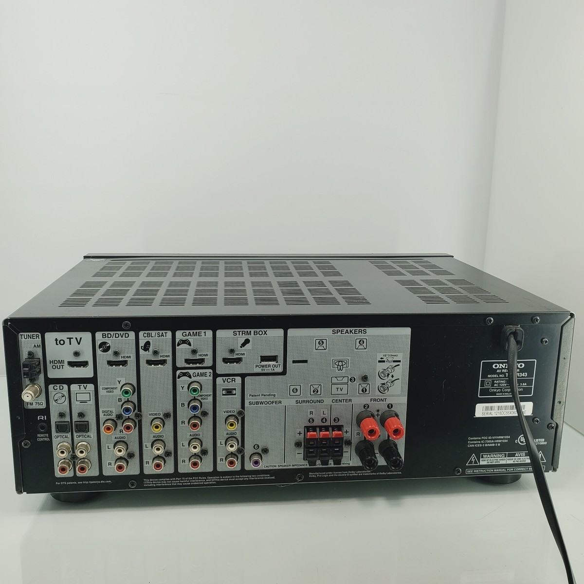 ONKYO TX SR343 Surround Sound 5.1 Receiver. HDMI 4x1 -Component