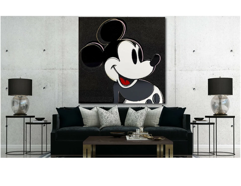 Andy Warhol- 米老鼠黑色 - 波普艺术 - 带框帆布 — 第 3/4 张图片