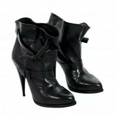 New Givenchy Black Calfskin Leather Strap Buckle Boots/Booties Sz US 6