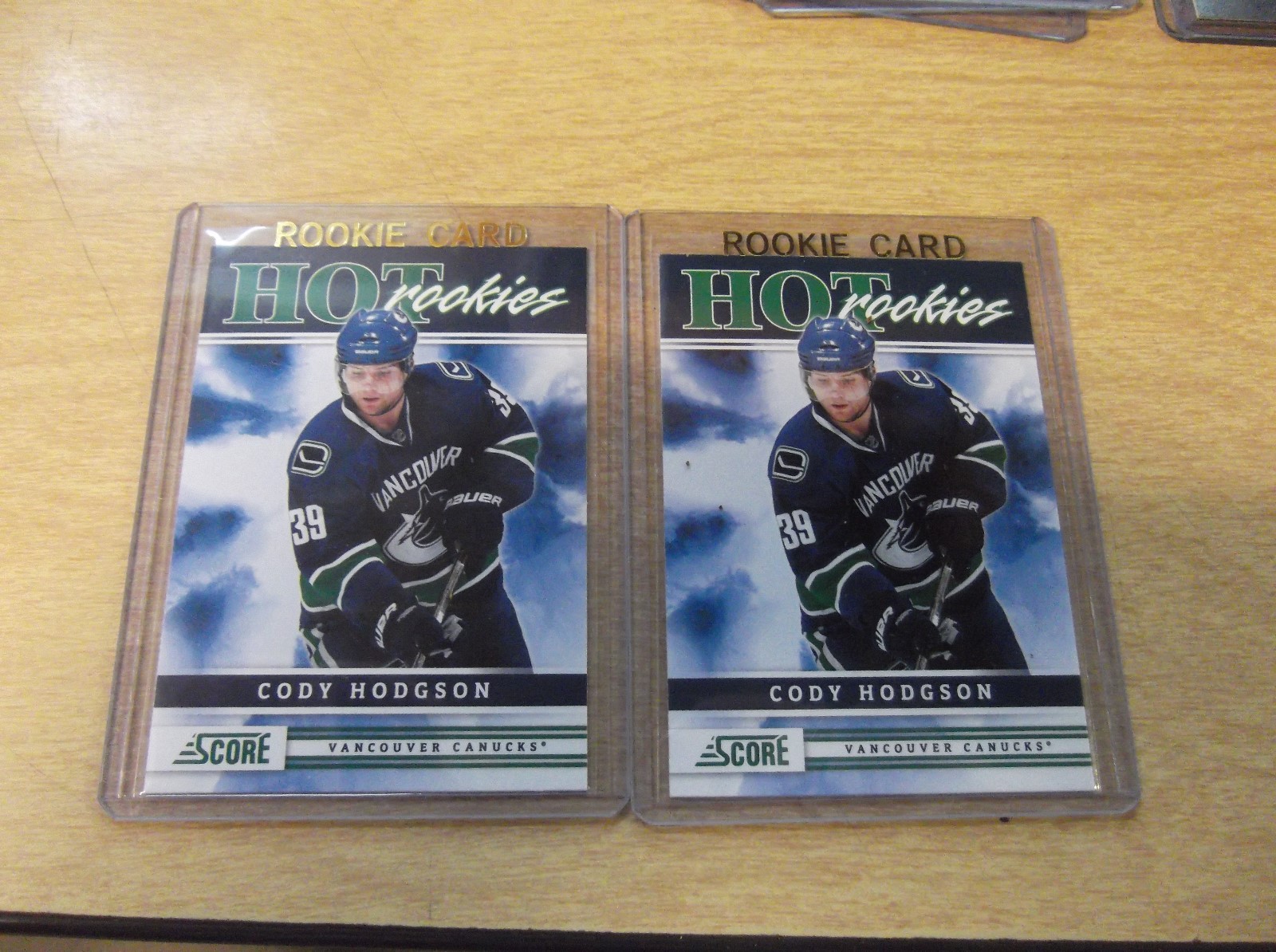 LOT OF (2) CODY HODGSON 2010-11 SCORE #533 HOT ROOKIES