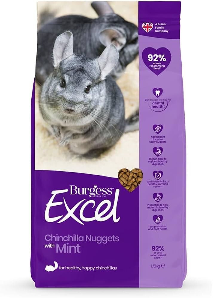 Burgess Excel Chinchilla Food Nuggets With Mint Vitamins Food  Pellets