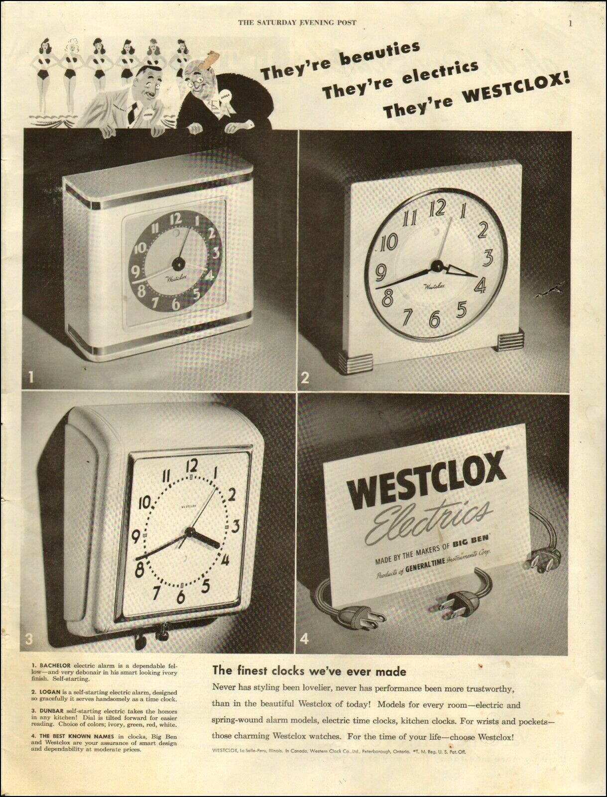 1946 vintage AD for WESTCLOX Electric Clocks Big Ben 030120 | eBay