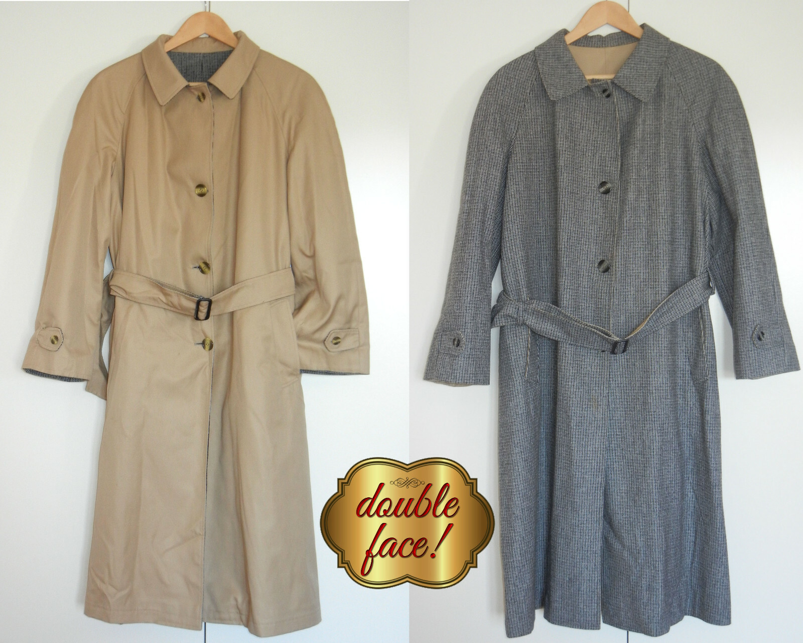 ALTRA Cappotto impermeabile DOUBLE FACE donna taglia 52 beige grigio